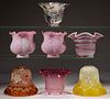 ASSORTED VICTORIAN GLASS MINIATURE LAMP SHADES, LOT OF SEVEN