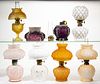 ASSORTED PATTERN GLASS MINIATURE LAMPS, LOT OF SEVEN