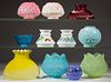 ASSORTED COLORED GLASS MINIATURE LAMP SHADES, LOT OF 11