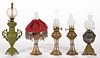 ASSORTED CAST-METAL DOLL HOUSE LAMPS, LOT OF FIVE