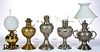 ASSORTED BRASS AND NICKEL-PLATE MINIATURE LAMPS, LOT OF FIVE