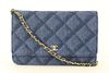 CHANEL SHADOW QUILTED DENIM WALLET ON CHAIN WOC GOLD HW