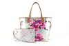 LOUIS VUITTON SILVER GARDEN MONOGRAM NEVERFULL MM TOTE WITH POUCH