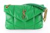 SAINT LAURENT RARE GREEN LAMBSKIN QUILTED SMALL LOULOU PUFFER