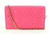 DIOR PINK LAMBSKIN QUILTED CANNAGE LADY POUCH WITH RAINBOW HARDWARE