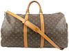 LOUIS VUITTON MONOGRAM KEEPALL BANDOULIERE 55 DUFFLE BAG WITH STRAP
