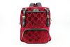 GUCCI RED MONOGRAM GG VELVET MARMONT SMALL DOUBLE BUCKLE BACKPACK