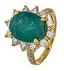 6.82ct Natural Emerald, Diamond, & 14kt Yellow Gold Ring, Size: 6.5, 6.37g