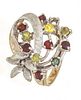14K WHITE GOLD WITH RUBIES AND PERIDOT CLUSTER RING SIZE 4 1/2 