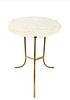 Cedric Hartman (American, 1929) MCM Brass And Marble Top Occasional Table C. 1970, H 23.5'' Dia. 17''