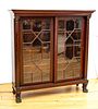 American Empire Carved Mahogany Barrister Bookcase, H 60'' W 58.25'' Depth 17.5''