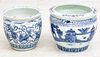 Chinese Blue & White Porcelain Planters,  20th C., H 12'' Dia. 14'' 2 pcs
