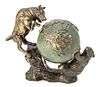 Unsigned  Bronze Sculpture, Bull And Bear, H 7'' W 8''