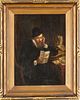 Oil On Canvas, Man Reading A Letter, H 18'' W 13''