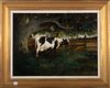 Greg White,  Oil On Canvas,  1994, Holstein Cow In Landscape, H 17'' W 23''