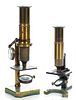 Two American Brass Microscopes,  19th C., H 7" And 9"