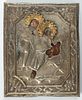 Russia Silver Gold Icon Holy Family 4"H