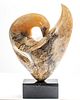 S. HENRY, ONYX SCULPTURE 1983, H 19" W 13" MODERN ABSTRACT 