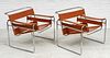 MARCEL BREUER FOR KNOLL 'WASSILY' ARMCHAIRS, PAIR, H 28", W 30.5"