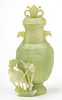 Burmese  Jade Vase, Celadon Green Color C. 19th.c., H 8'' W 4''