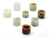 Chinese  Carved Jade (7) And Stone (1) Archer Rings C. 19th.c., 1.2" - 1.5" 8 pcs