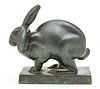 Jane Poupelet (French, 1874-1932) Bronze Sculpture, Crouching Rabbit, H 4.25'' W 2.5'' L 4.75''