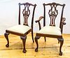 Chippendale Style  Mahogany Claw And Ball Dining Chairs, Set Of 12 C. 1940, H 40''