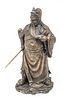 Japanese  Bronze Sculpture, Emperor With Spear C. 19th.c., H 14.5'' W 8.5''