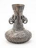 Chinese  Bronze Vase, Elephant Handles, Signed C. 19th.c., H 12'' Dia. 8''