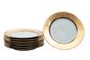 Heinrich & Co  Porcelain Plates, 22Kt Gold Band Dia. 11'' 10 pcs