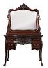 American Hand Carved Mahogany Vanity With Mirror, 20th C., H 67.5'' W 41.5'' Depth 24''