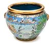 Chinese  Cloisonee Enamel Fishbowl And Stand H 14'' W 17''