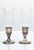Lunt Sterling Silver Candlesticks, Glass Globes H 10''