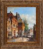 Dutch Oil On Canvas Street Scene, H 24'' W 20''