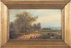 J.H.D. Oil On Canvas C. Dated 1869, Farm Scene, H 7'' W 12''