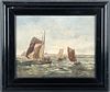 Hans Wacker-Elsen (German, 1868-1958) Oil On Canvas,  19th C, Maritime Scene, H 13'' W 16''