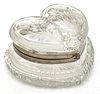 Brilliant Period  Cut Glass Heart Shape Box C. 1900, H 3'' W 5'' L 6''