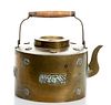 Chinese Brass Kettle, C. 19th.c., H 10'' L 10.5''