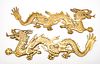 Brass Wall Plaques, Opposing Dragons C. 1950, H 23'' W 8'' 1 Pair