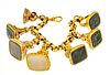 10k Gold Bracelet, 7 Agate Seals L 7'' 150g