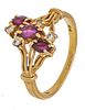 14K YELLOW GOLD, RUBY AND DIAMOND RING SIZE 8 1/4 