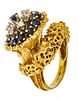 14kt Yellow Gold, Diamond & Sapphire Ring, Size: 5.75, 11g