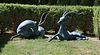 Pair Of Bronze Gazelle Garden Sculptures, H 37'' L 37'' 2 pcs
