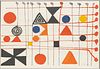 ALEXANDER CALDER (AMERICAN, 1898-1976) LITHOGRAPH IN COLORS ON WOVE PAPER, 1966, H 20.5", W 29" (IMAGE) QUILT 