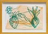 DALE CHIHULY (AMERICAN, B. 1941) LITHOGRAPH WITH COLORS ON WOVE PAPER, 2002, H 9", W 14", "IKEBANA SKETCH #7" 