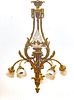 FRENCH BRONZE ROCOCO STYLE CHANDELIER. SIX ARMS, CIRCA 1920 H 36" DIA 23" 