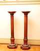Pair Of Carved Wood Pedestals, H 38'' Depth 10''