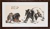 XU BEIFONG (CHINESE, 1895-1953) WATERCOLOR AND INK ON PAPER, H 25.5", W 55", DOG & BEAR 