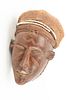 BATSHIOKO, ZAIRE, AFRICAN CARVED WOOD MASK WITH FIBER AND BEADS, H 11.5", W 9", D 9" 