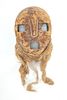 BWAMI SOCIETY, LEGA, AFRICAN CARVED WOOD MASK WITH FIBER 20TH CENTURY H 14" W 6.5" D 2.5" 